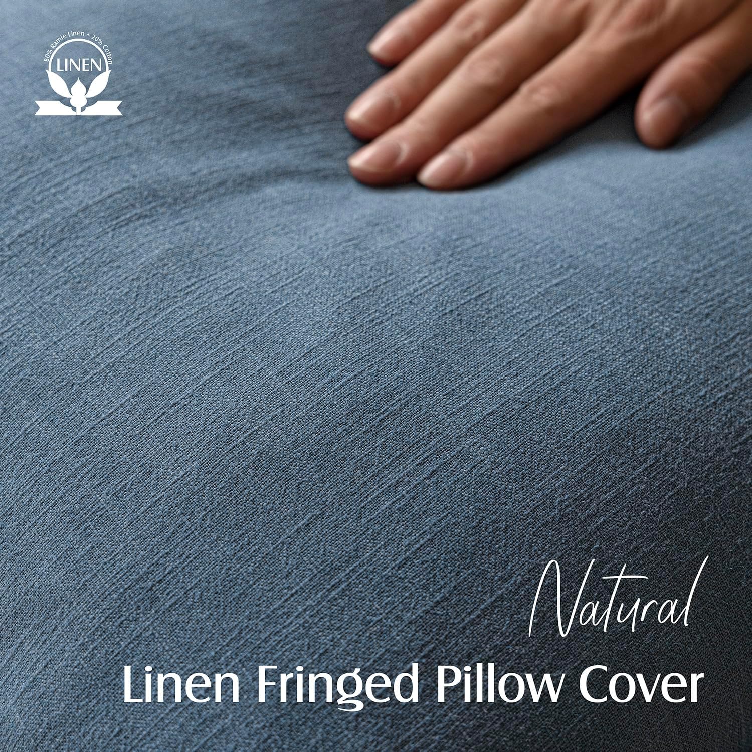 Foindtower Set of 2 Decorative Linen Fringe Throw Pillow Covers Cozy Farmhouse Cushion Cover with Tassels Accent Pillowcase for Couch Chair Sofa Bed Living Room Home Decor,22×22 Inch,Dark Blue