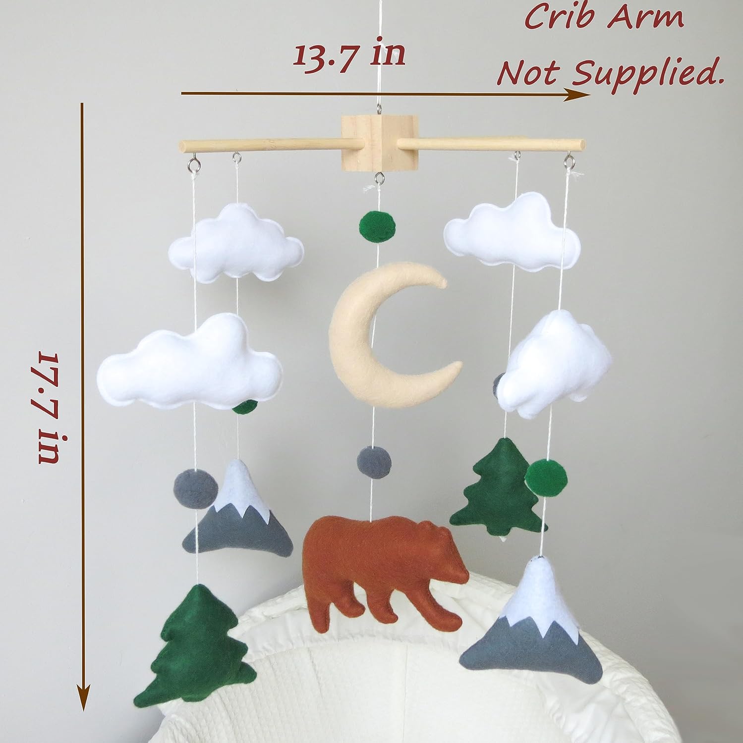 Woodland Mobile for Crib Bear Baby Mobile for Crib Woodland Crib Mobile for Boys Girls Forest Baby Nursery Mobile for Bassinet