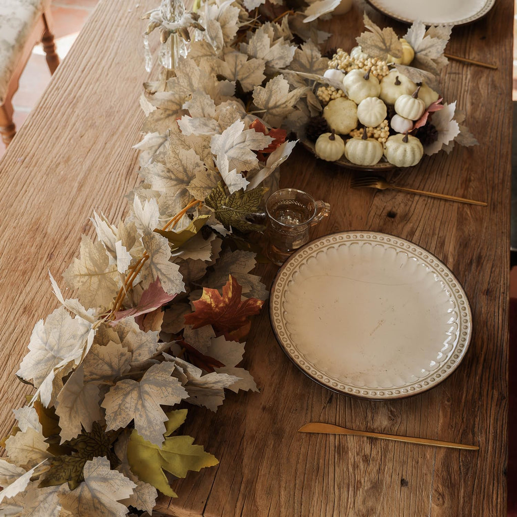 PARTY JOY 6PCS Leaf Garland, 5.6Ft Halloween Garland Artificial Maple Leaf Autumn Hanging Fall Vines Thanksgiving Decorations Fall Decor