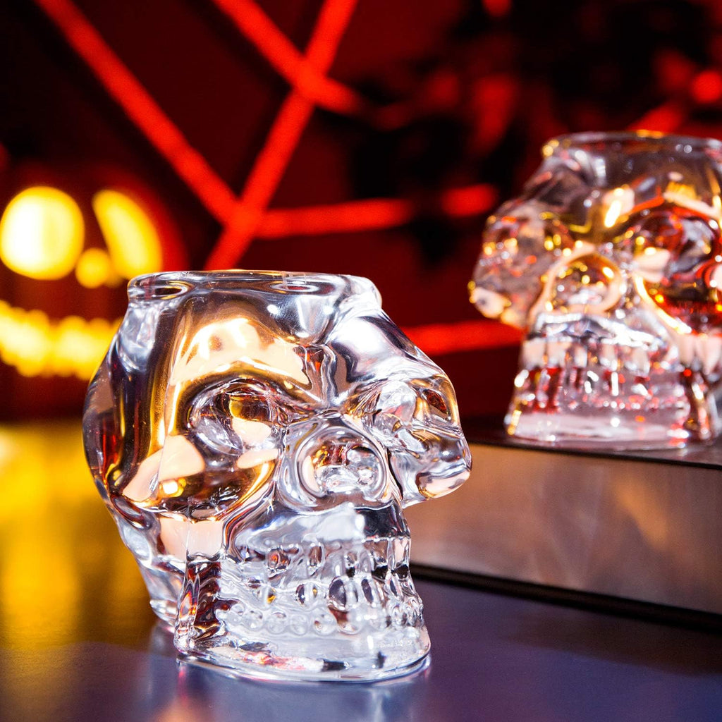 Diamond Star Glass Candle Holder Skull Halloween Tealight Candle Holder Decorative Votive Candle Holders for Home Party (clear)