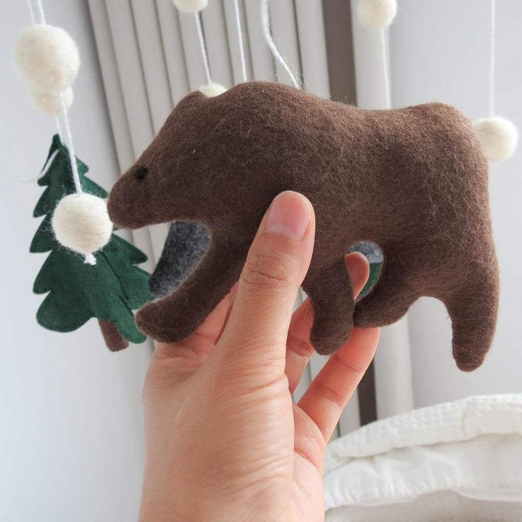 Woodland Mobile for Crib Bear Baby Mobile for Crib Woodland Crib Mobile for Boys Girls Forest Baby Nursery Mobile for Bassinet