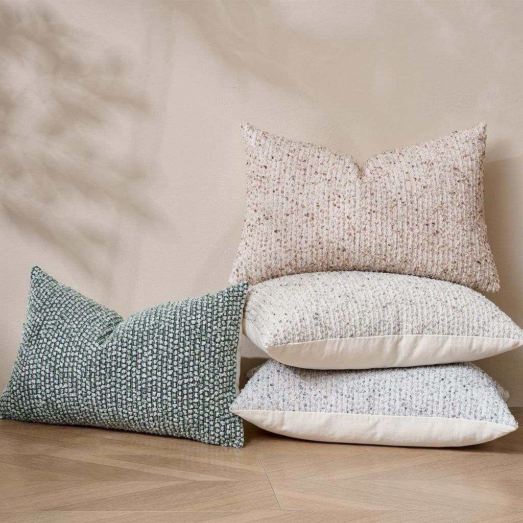 Striped Throw Pillow Covers 12x20 Set of 2 Blue Textured Boucle Chic Morden Boho Accent Farmhouse Rectangular Lumbar Decorative Couch Pillow Covers for Home Decor Bed Sofa Living Room