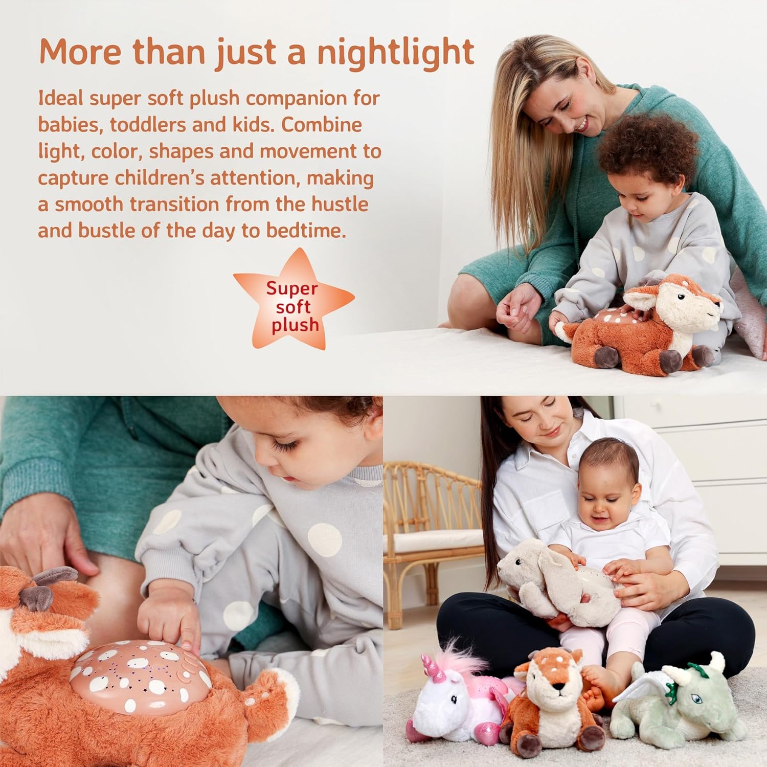 Cloud b Calming Nightlight Star Projector | Gentle Brightness | 3 Colors | 3 Constellations | Auto-Shutoff | Twilight Buddies®- Fawn