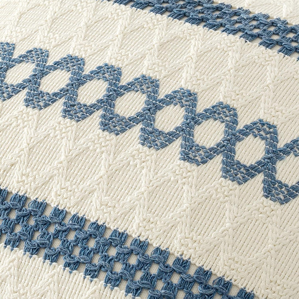 MIULEE Set of 2 Coastal Blue Boho Decorative Lumbar Pillow Covers 12x20 Inch Farmhouse Rustic Couch Throw Pillows Modern Summer Cushion Covers Retro Cute Macrame Woven Home Decor for Bed Sofa Chair