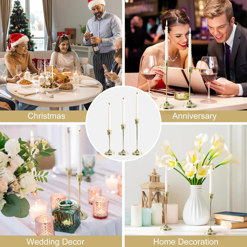 Candlestick Holders 6PCS, Metal Taper Candle Holder, Gold Candle Holders for Pillar Candles, Candle Holder for Halloween Decorations