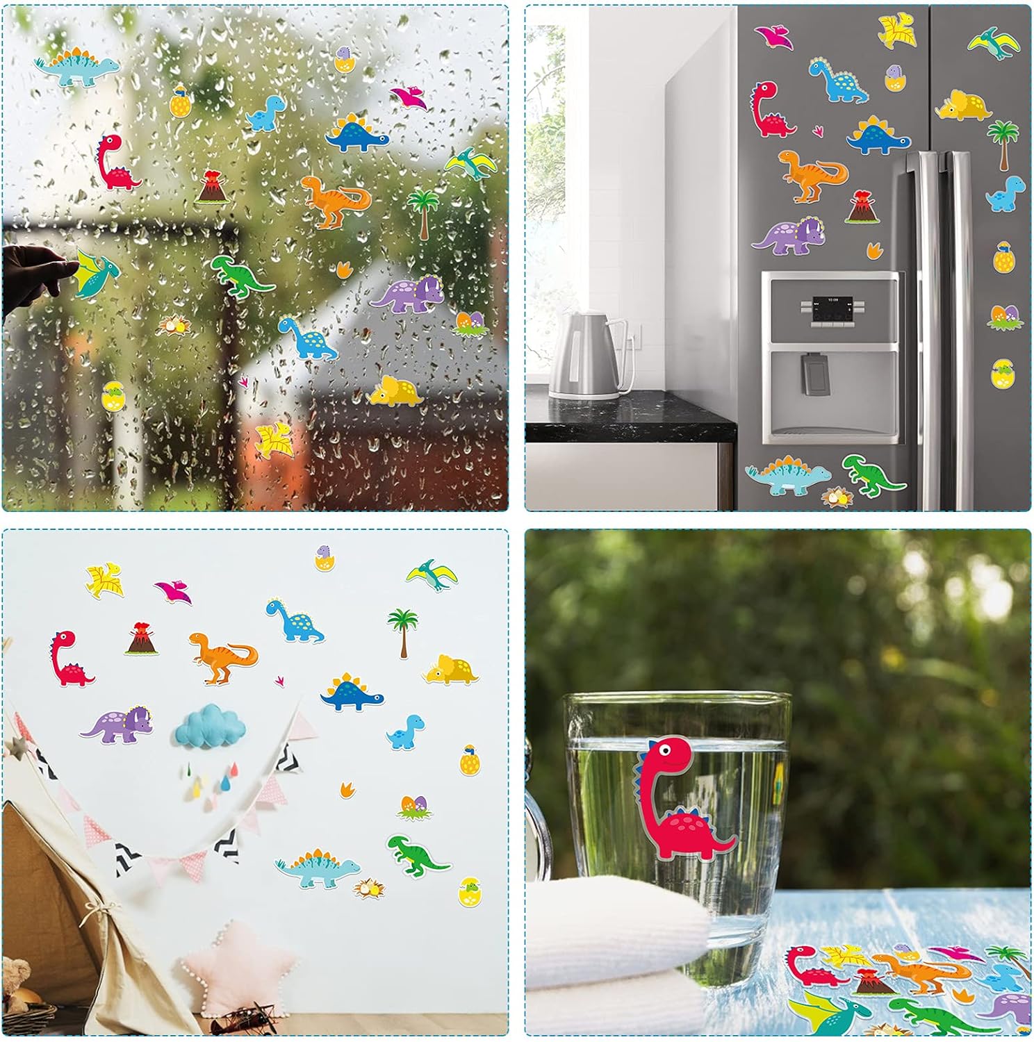 20 PCS Dinosaur Thick Gel Clings Dinosaurs Window Gel Clings Decals Stickers for Kids Toddlers and Adults Home Window Classroom Nursery Summer Dinosaurs Party Supplies Decorations