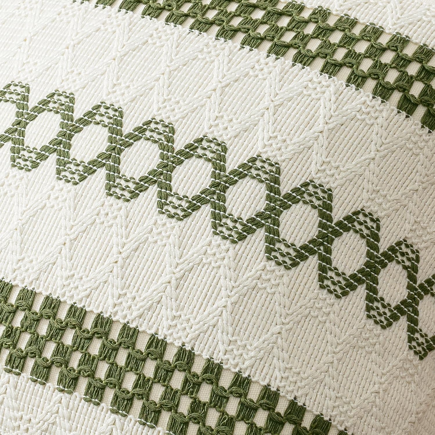 MIULEE Set of 2 Moss Green Boho Decorative Pillow Covers 18x18 Inch Farmhouse Rustic Couch Throw Pillows Modern Summer Cotton Cushion Covers Retro Cute Macrame Woven Home Decor for Bed Sofa Chair
