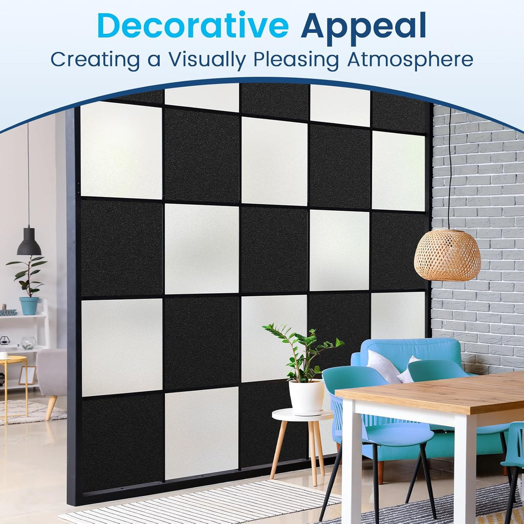 DOWELL Window Privacy Film, Frosted Glass Window Film, Static Cling Non-Adhesive Glass Clings, Sun Blocking Opaque Door Coverings, Reusable Door Sticker for Bathroom Home Office, White, 35.4" x 118"