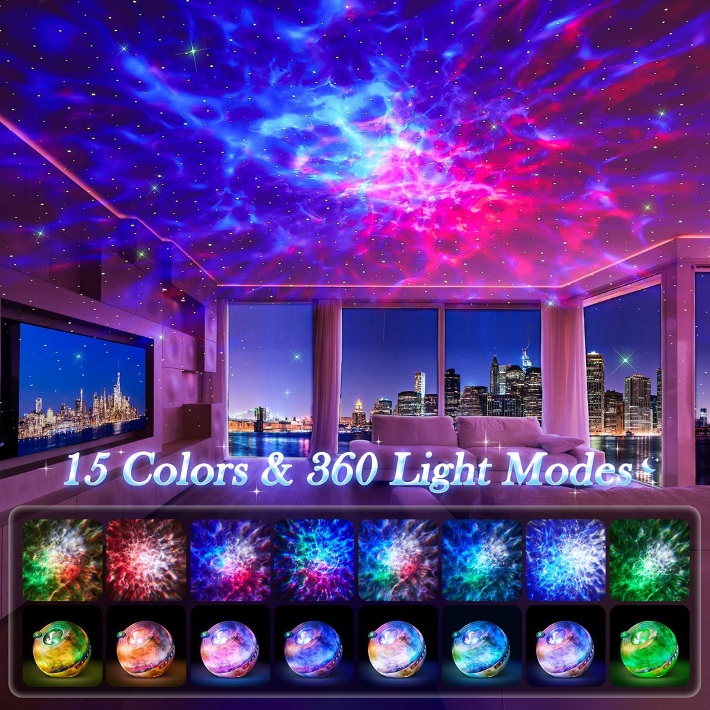 Galaxy Projector for Bedroom Adults, 15 Color+15 White Noise Star Projector Galaxy Light Projector for Bedroom, Bluetooth Star Lights for Ceiling Projector,LED Projector Lights