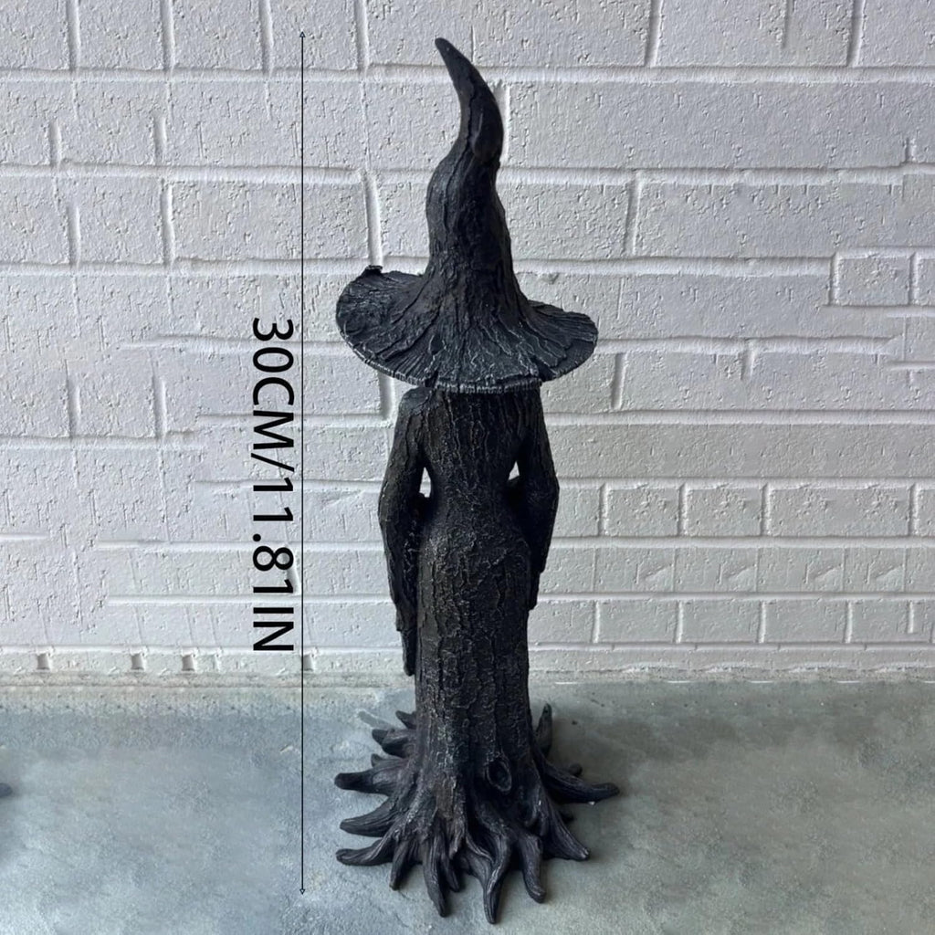 Gothic Halloween Resin Figurine, Retro Magician Decor Dark Fantasy Ornament, Enchanting Witch Statue, Resin Hand-Painted Enchanting Witch Statue (11.8in)