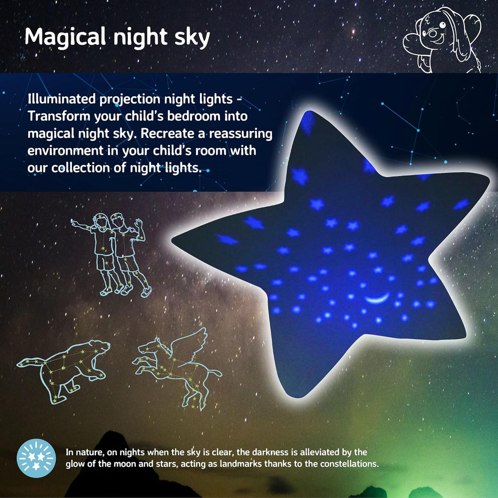 Cloud b Calming Nightlight Star Projector | Gentle Brightness | 3 Colors | 3 Constellations | Auto-Shutoff | Twilight Buddies®- Fawn