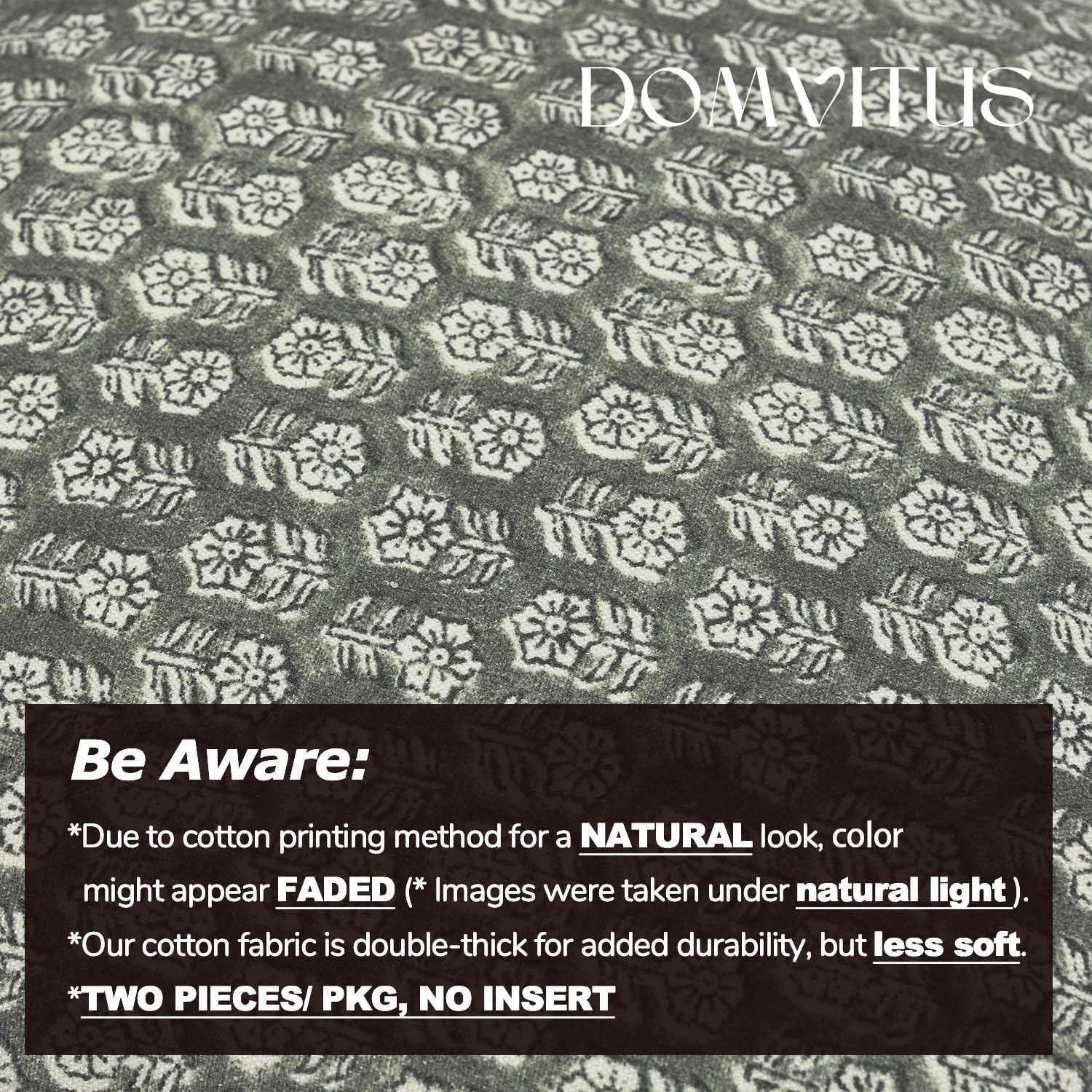 DOMVITUS Floral Pillow Covers Set of 2, Throw Pillow Covers 18x18, Floral Print Neutral Accent Decorative Pillow Covers for Living Room, Bed, Mineral Green