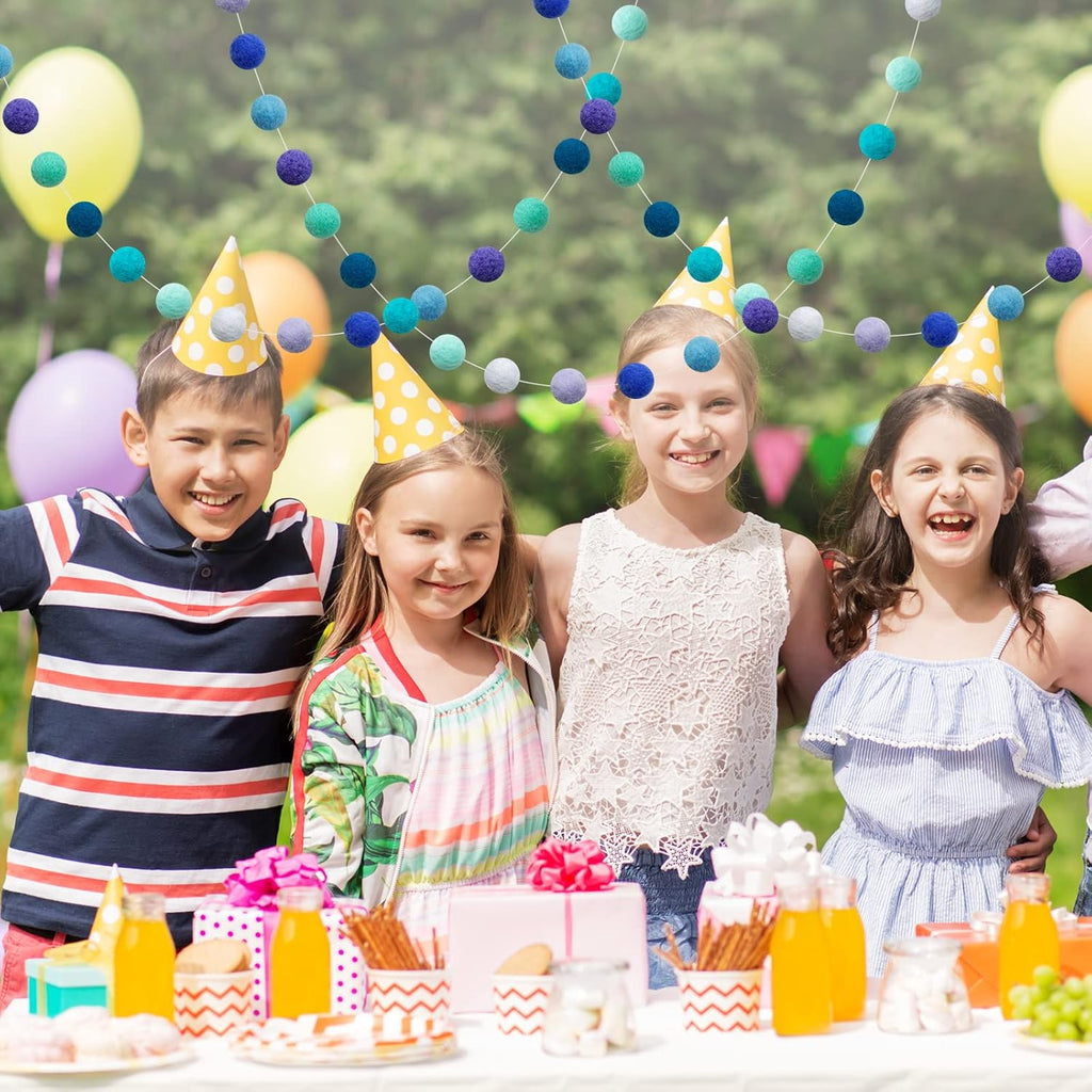 Felt Ball Garland Misscrafts 9.8 Feet 100% Wool Roving Pom Pom Garland 20mm Colorful for Baby Shower Grand Opening Party Festivals Room Decorations