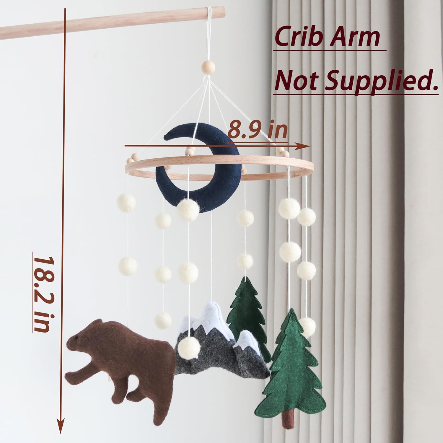 Woodland Mobile for Crib Bear Baby Mobile for Crib Woodland Crib Mobile for Boys Girls Forest Baby Nursery Mobile for Bassinet