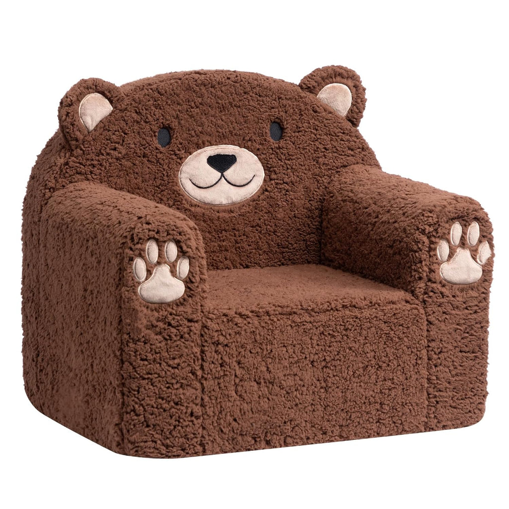 ALIMORDEN Animal Series Kid's Chair, Ultra-Soft Comfy Foam Filled Toddler Sofa Chair, Cute Animal-Shaped Design Toddler Couch, Lightweight Birthday for Boys & Girls (Brown Bear)