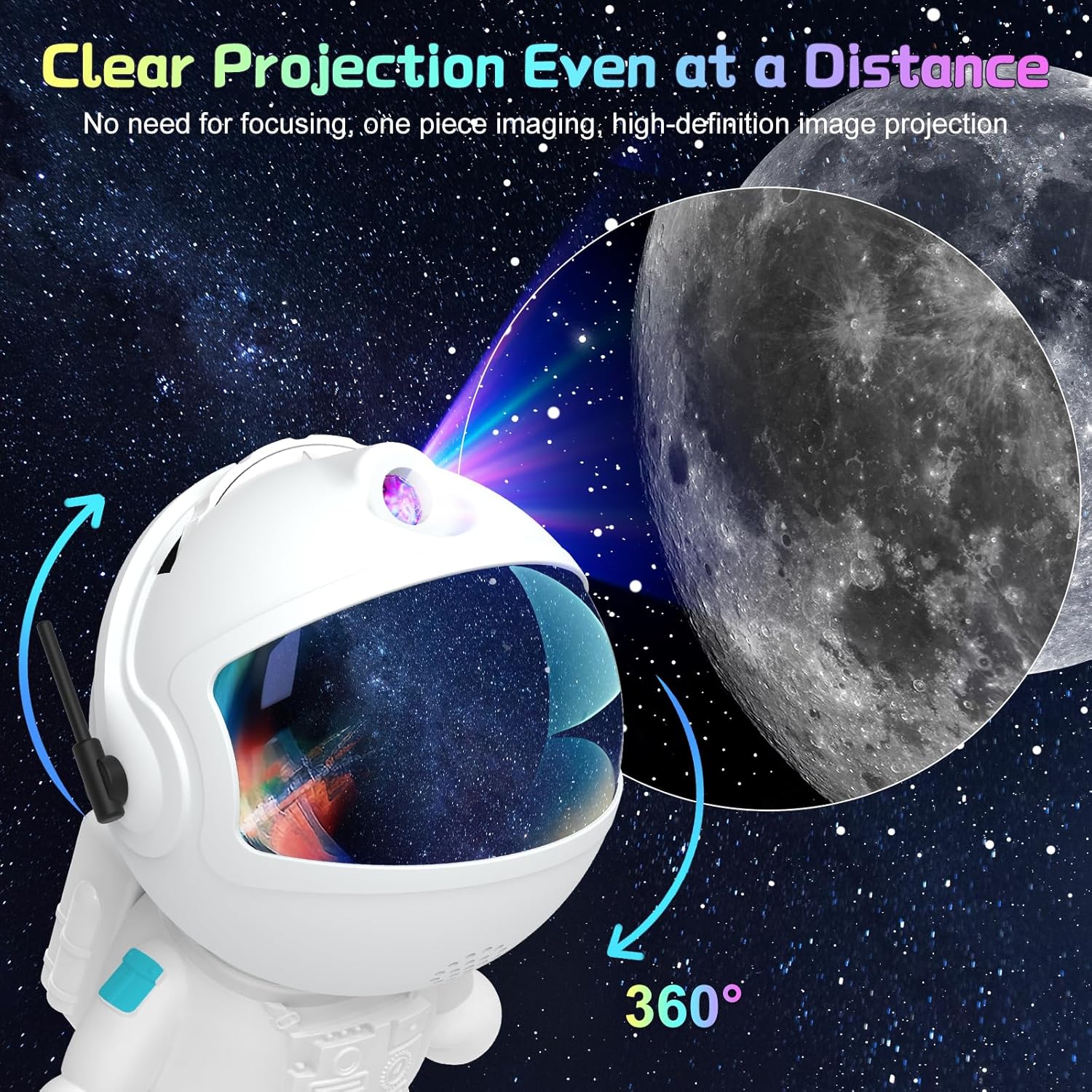 Space Galaxy Night Light Projector, Ultra-HD Astronaut Design, 12 Film Discs, LED Display with Adjustable Brightness