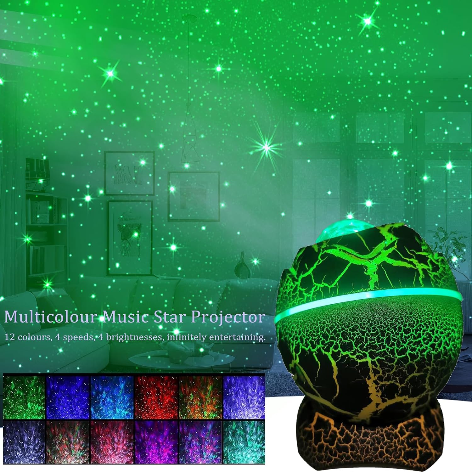 XQBX Dinosaur Egg Galaxy Projector Glow in The Dark Stars for Ceiling Room Decor Aesthetic led Lights for Bedroom Mothers Day Gifts Disco Ball Decor Ceiling Light Fixture Autism Sensory Products