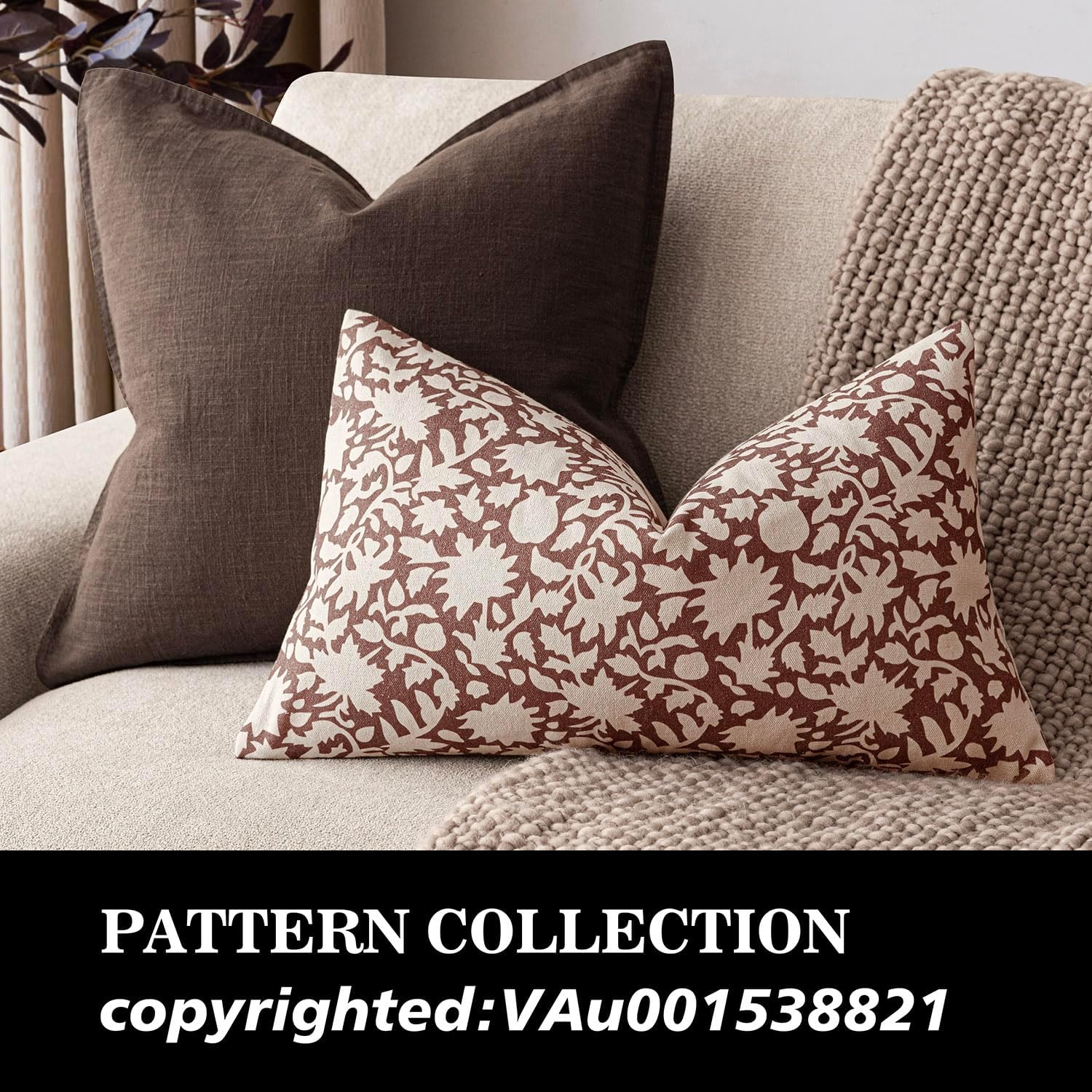 Foindtower Set of 2 Decorative Neutral Floral Throw Pillow Covers Accent Farmhouse Cushion Covers Boho Lumbar Pillowcase for Couch Sofa Bedroom Living Room Home Decor Outdoor,12×20 Inch,Wine Red