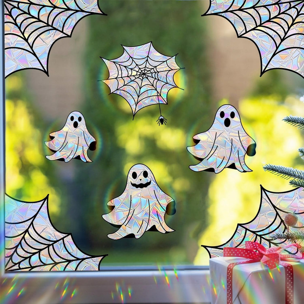 Halloween Window Clings for Glass Fall Static Cling Window Decals 9PCS Cute Ghost Pumpkin Mummy Spider Autumn Reusable Window Stickers Home School Office Decorations