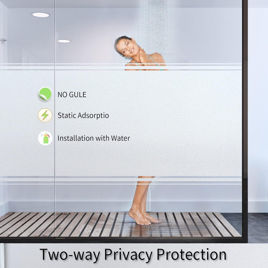 Frosted Glass Window Film with Tools,Reusable Window Privacy Film,Static Clings Window Film Kit for Home Bathroom and Office. (Pure, 23.6Inch×196.9Inch)