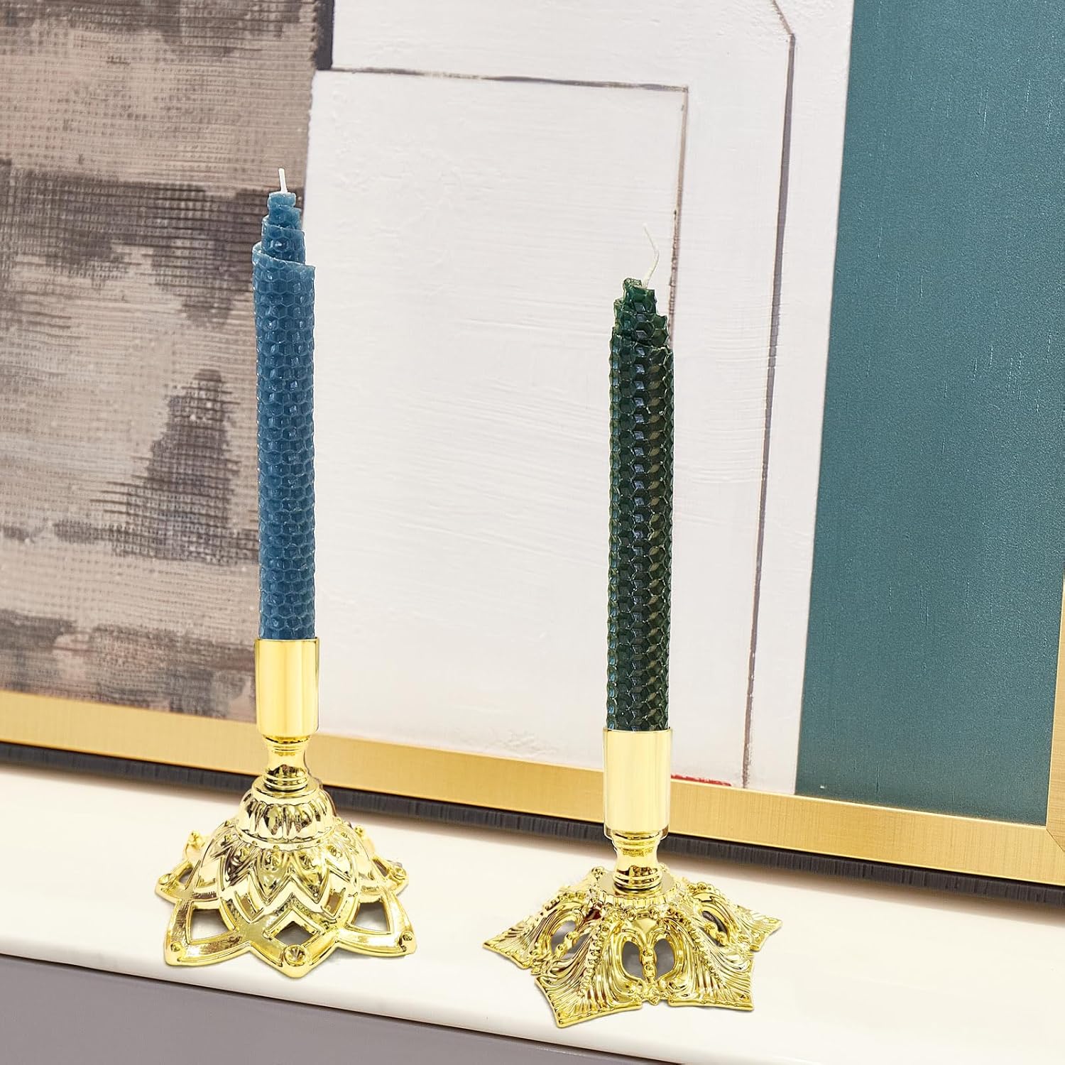 Candlestick Holders,Taper Candle Holder for Candlesticks Gold Plated Candle Metal Stick Candle Holders for Fireplace,Party, Dining,Wedding Decor,Fits 3/4 inch Thick Candle(Set of 6Pcs)