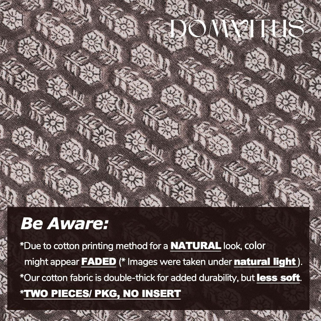 DOMVITUS Floral Pillow Covers Set of 2, 24x24 Pillow Covers, Floral Print Neutral Accent Decorative Pillow Covers for Living Room, Bed, Dark Brown