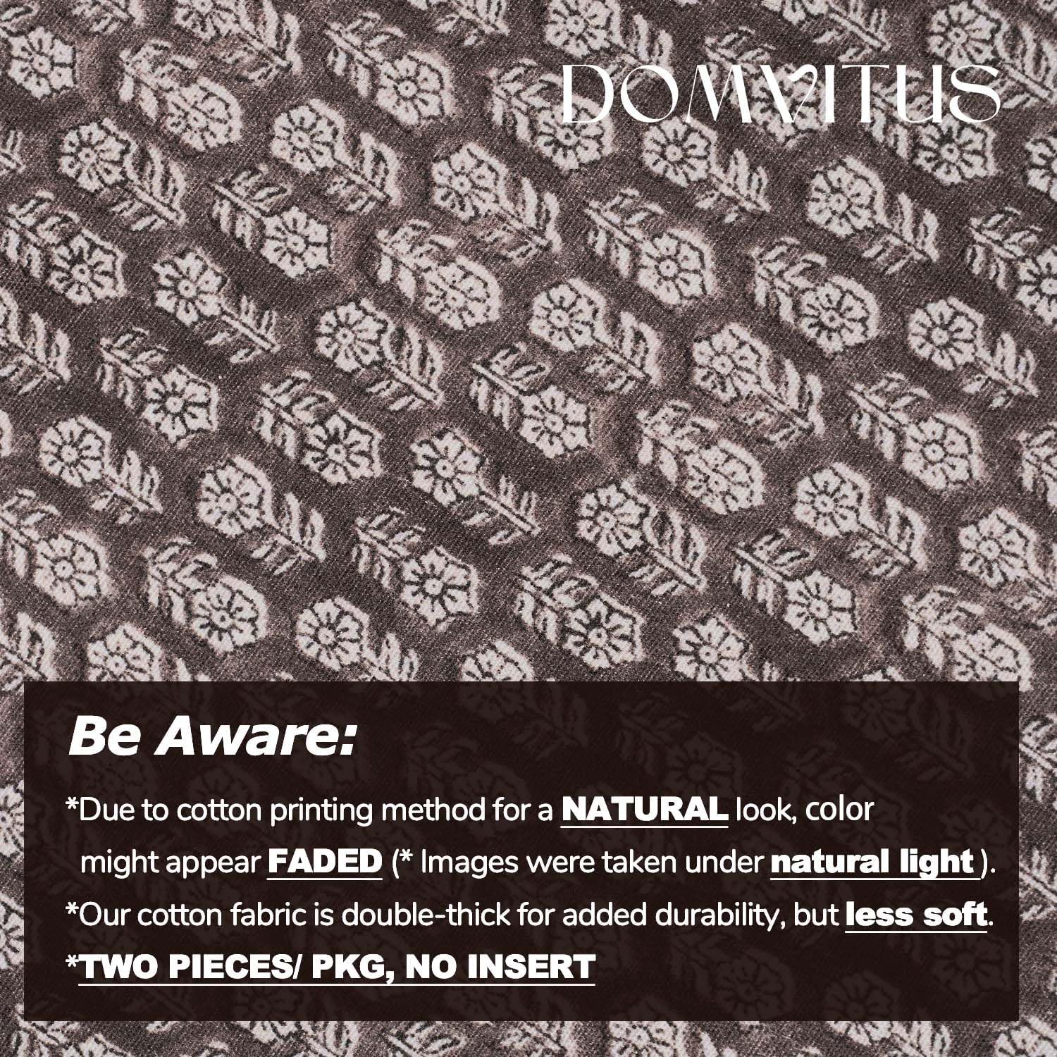 DOMVITUS Floral Pillow Covers Set of 2, 24x24 Pillow Covers, Floral Print Neutral Accent Decorative Pillow Covers for Living Room, Bed, Dark Brown