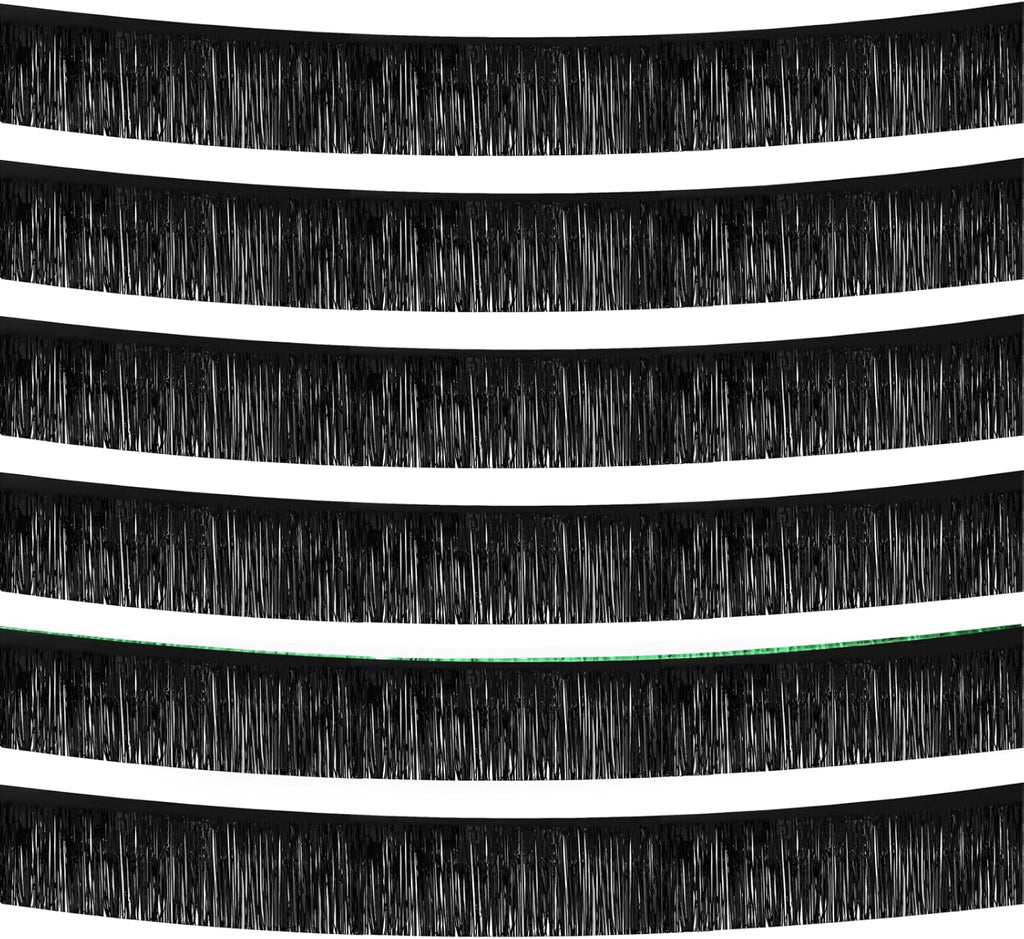 Black Foil Fringe Garland 10FT 6packs, Metallic Foil Tinsel Fringe Banners for Parade Float Decorations Wedding, Birthday Party Graduation (six Black)