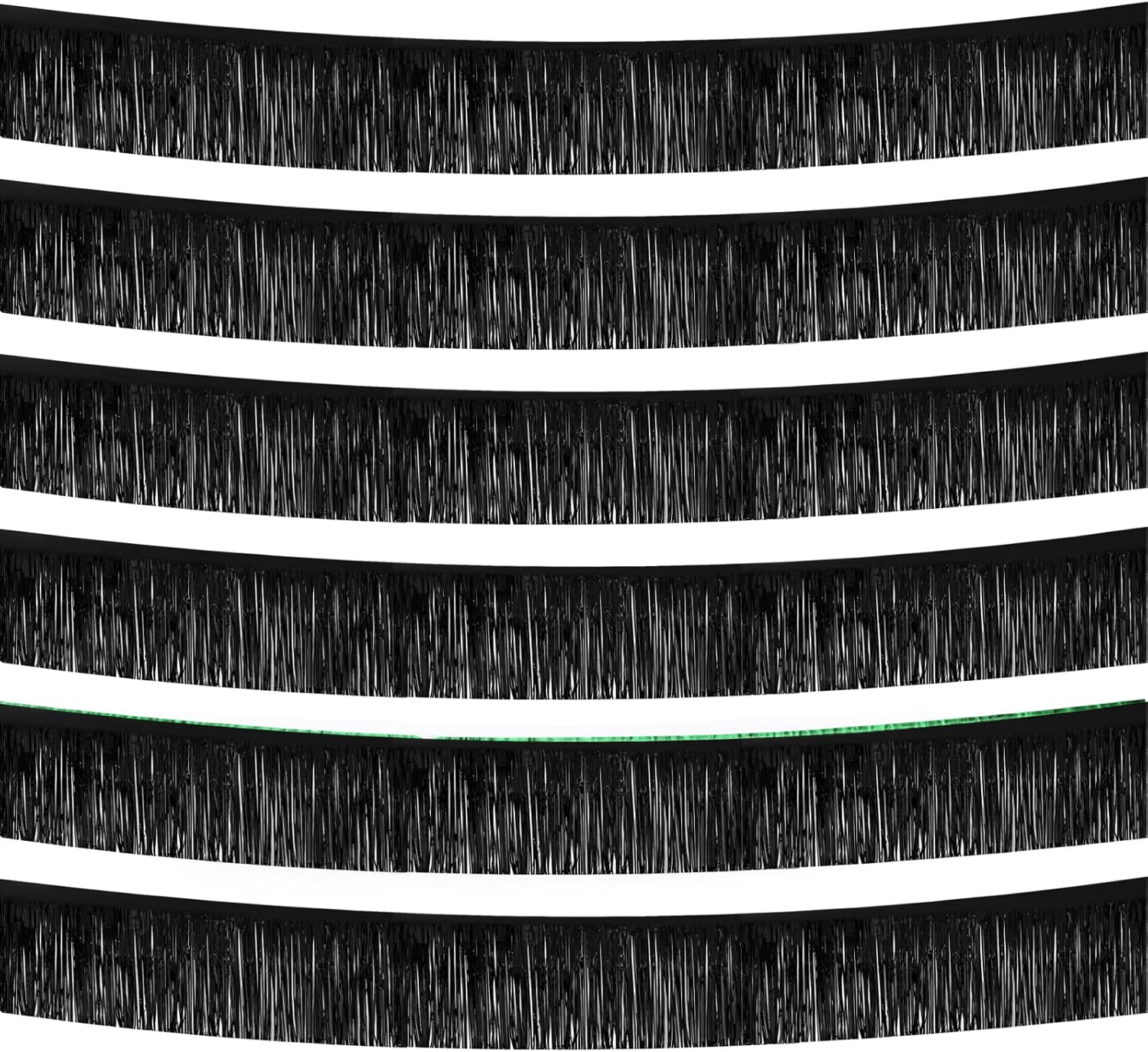 Black Foil Fringe Garland 10FT 6packs, Metallic Foil Tinsel Fringe Banners for Parade Float Decorations Wedding, Birthday Party Graduation (six Black)