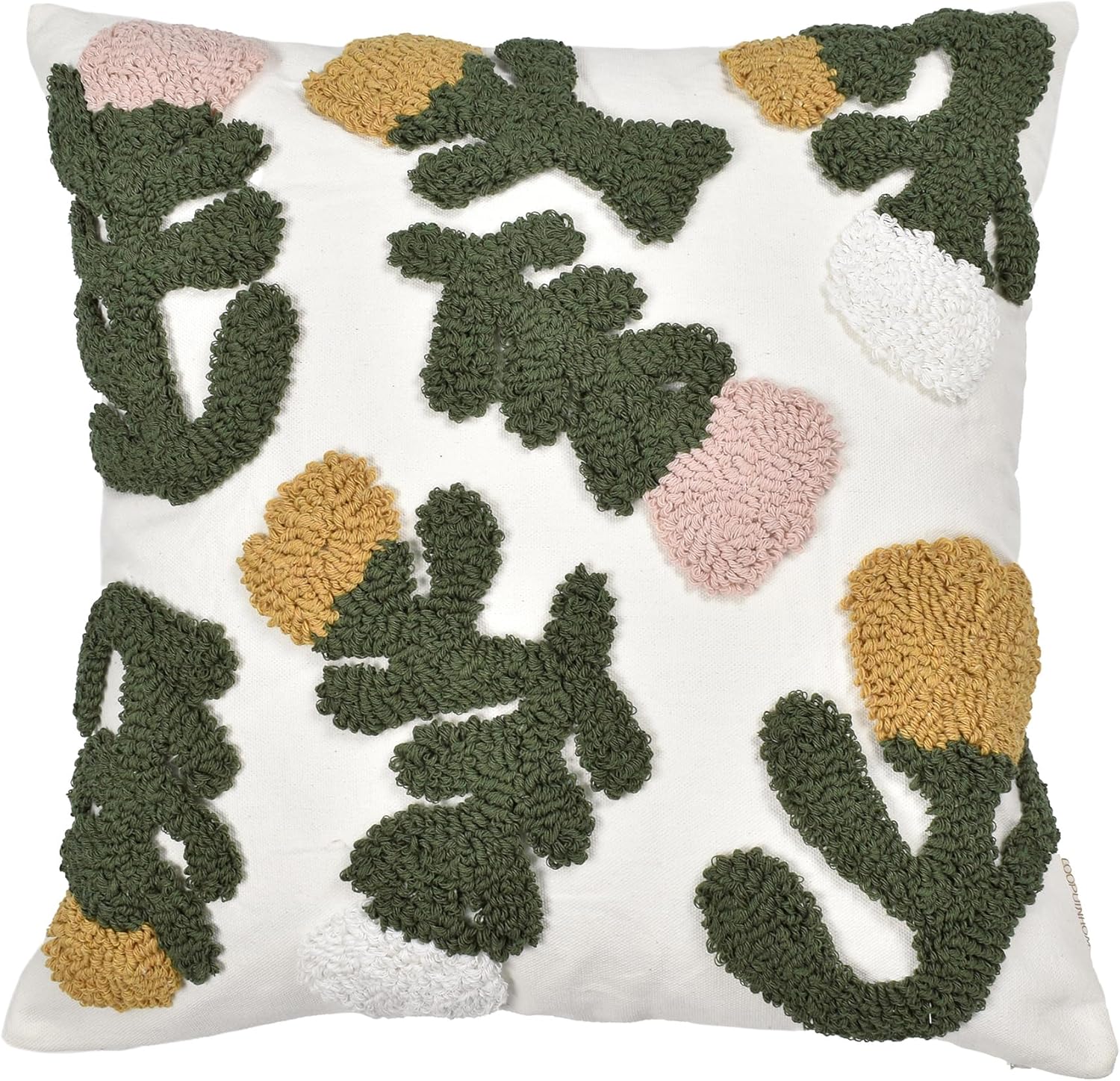 Boho Pillow Covers 18X18 Inch Boho Tufted Throw Pillow Covers Decorative Tassels Cushion Cover Farmhouse Pillow Case for Couch Sofa Bed Living Room Bedroom, Pink Floral