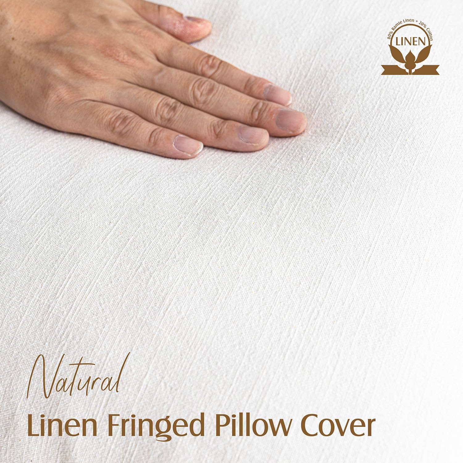 Foindtower Set of 2 Decorative Linen Fringe Throw Pillow Covers Cozy Boho Farmhouse Cushion Cover with Tassels Soft Accent Pillowcase for Couch Sofa Bed Living Room Home Decor,18×18 Inch,White