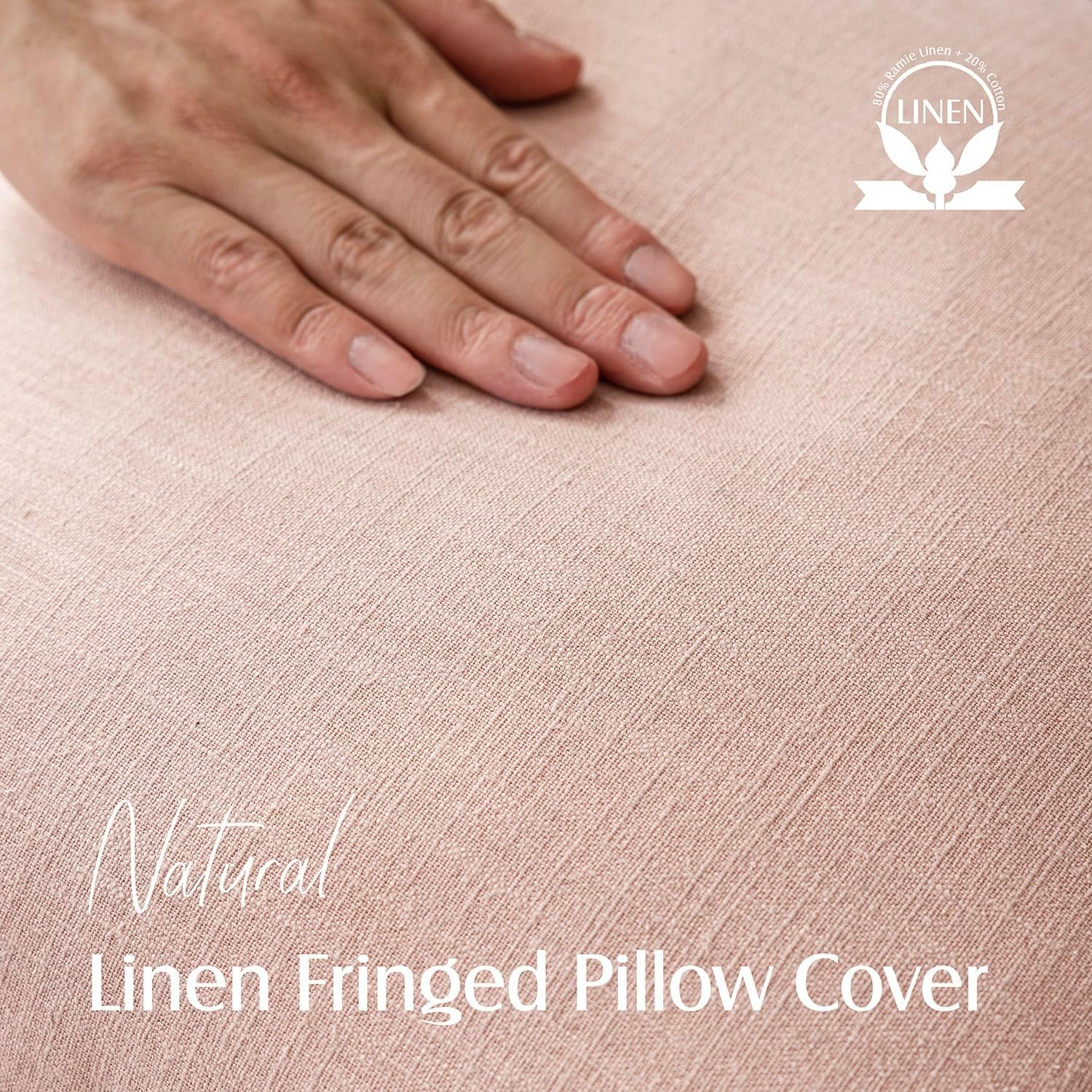 Foindtower Set of 2 Decorative Linen Fringe Lumbar Throw Pillow Covers Boho Farmhouse Cushion Cover with Tassels Soft Accent Pillowcase for Couch Sofa Bed Living Room Home Decor,12×20 Inch,Light Pink