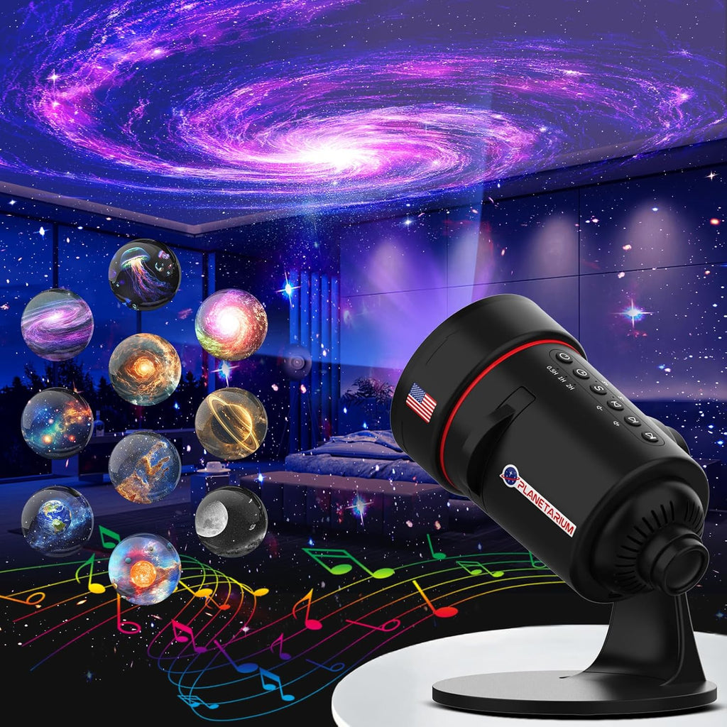 Galaxy Projector with White Noise Sound Machine 28 Soothing Sounds Memory Function Sleeping Timer Star Light Planetarium Projector with Starry Sky Space Solar System Moon Nebula for Adults Baby Kids