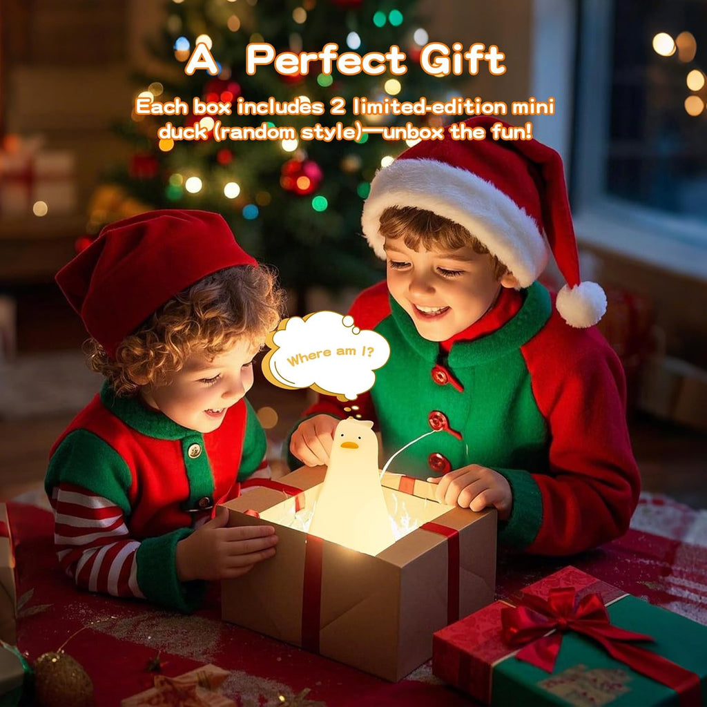 Lying Flat Duck Silicone Night Light, Cute Ducky Lamp with Gifts,Squishy Animal Nursery Nightlight, Dimmable/Rechargeable Portable Bedside Touch Lamp for Breastfeeding,Baby Adults Kids Room Decor