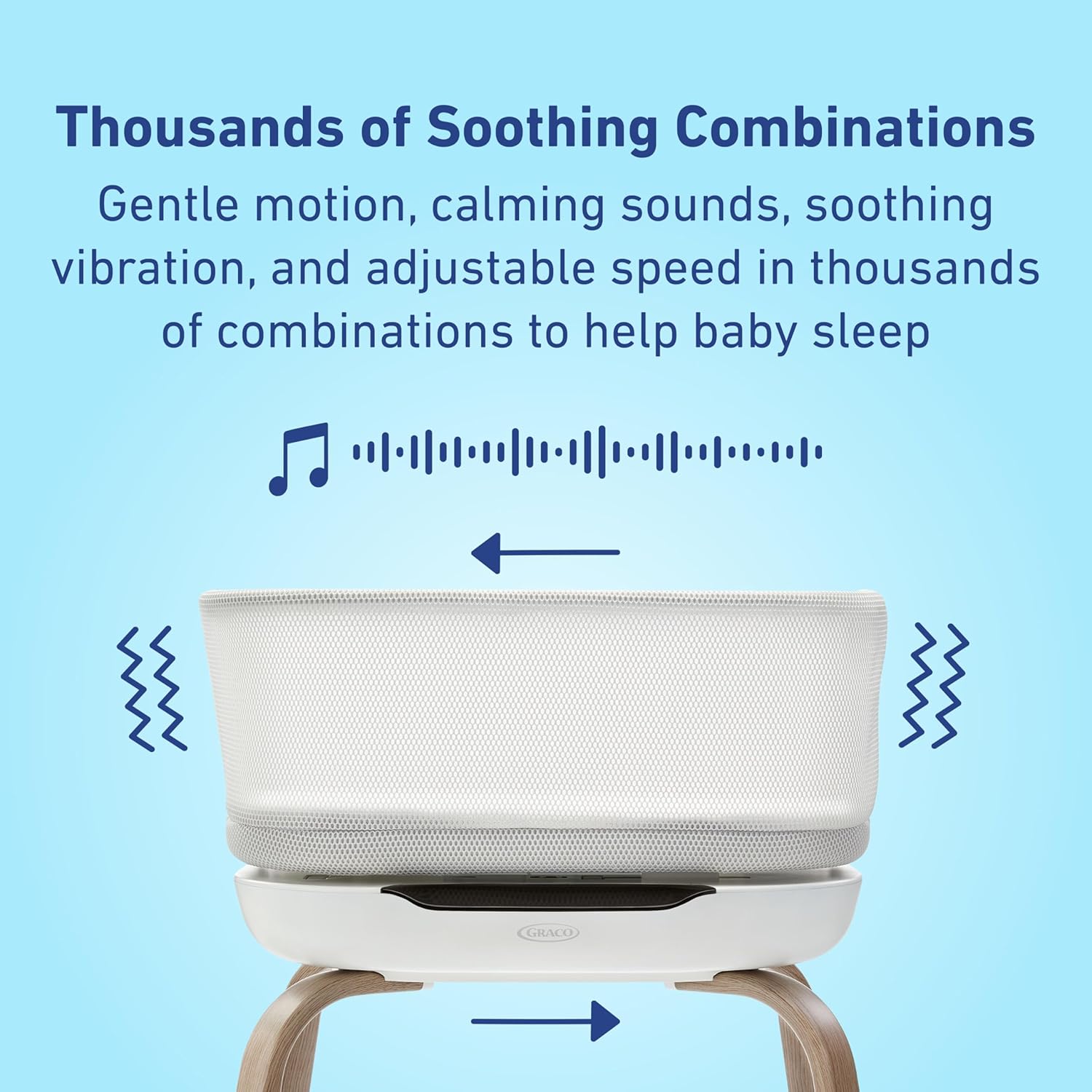 Graco SmartSense Soothing Baby Bassinet – Smart Newborn Bassinet Detects and Automatically Responds to Baby's Cries – for Newborn Babies to 6 Months