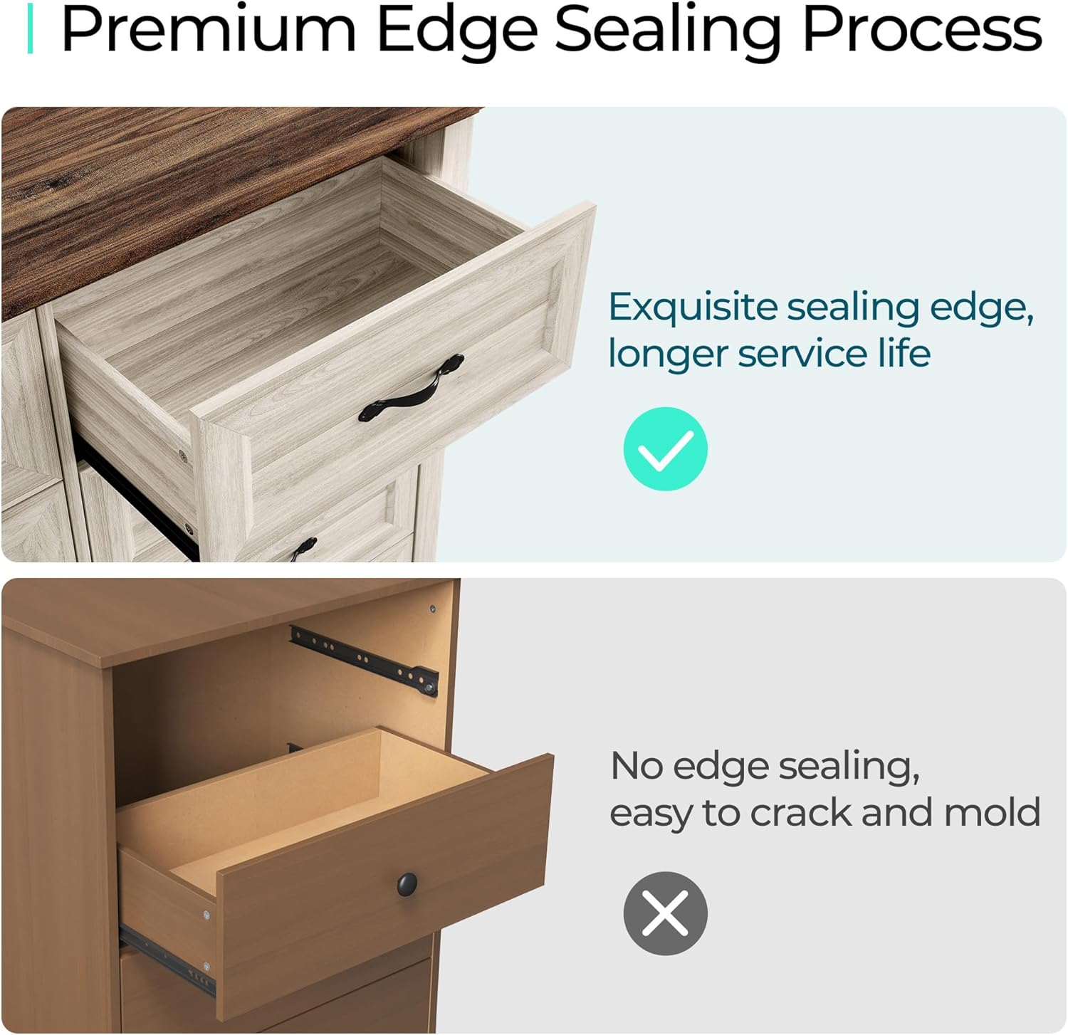 LINSY HOME Farmhouse 8 Drawers Dresser Chests for Bedroom, Wood Dresser Wide Chest of Drawers, Storage Dressers Organizer for Bedroom, Living Room,Hallway, SGS Certified