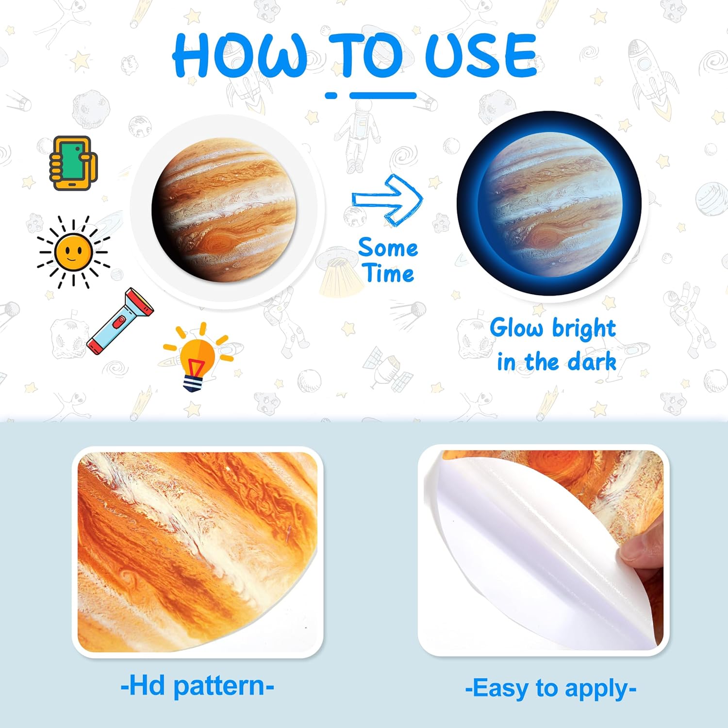 Solar System Wall Decals Glow in The Dark Stars 780 PCS, Glowing Planets Stickers for Ceiling, Nursery Wall Stickers for Bedroom, Kids Room Decorations (Blue)