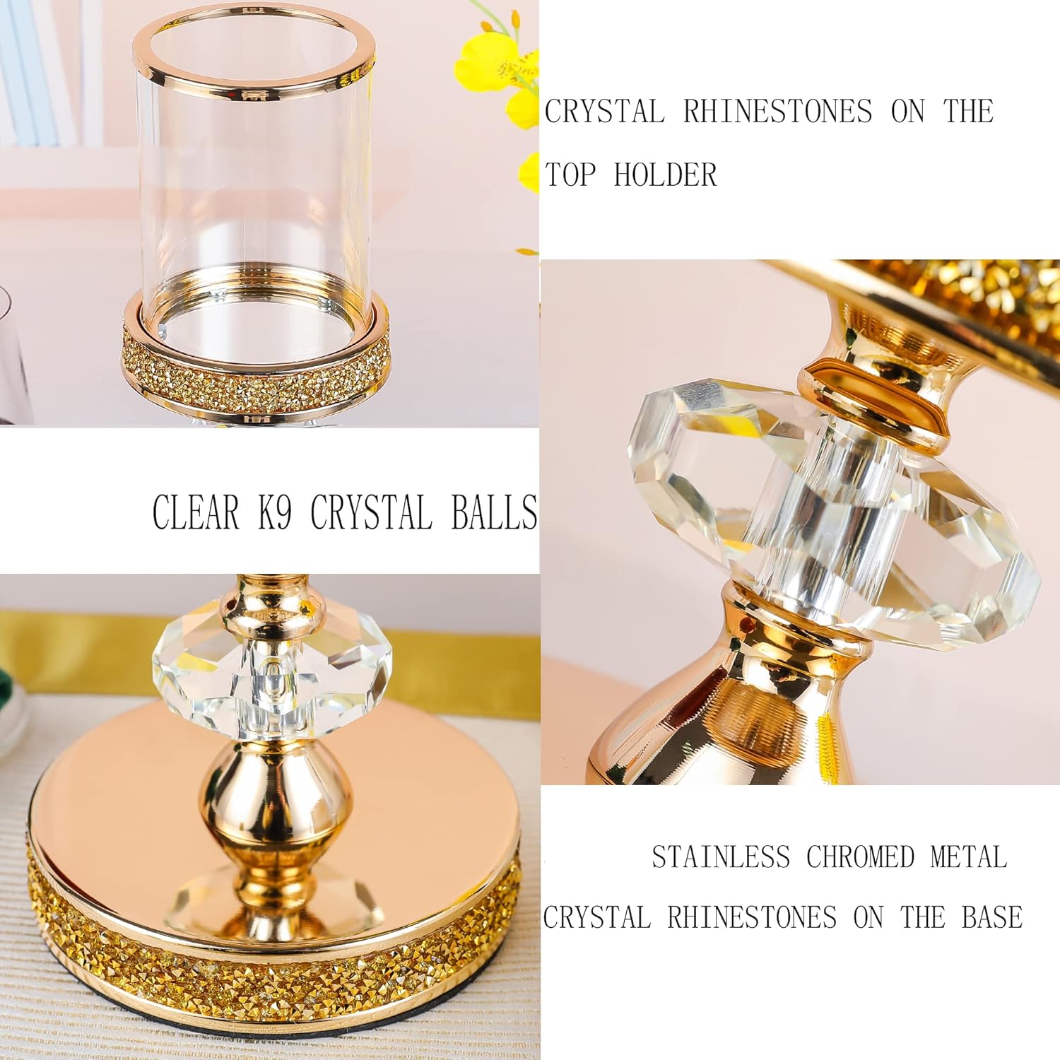 Candle Holder, Pillar Candle Holders, Crystal Candlesticks Holder for Wedding, Parties, Events, Chirstmas,Home Decor, Table Centerpieces CH028D (S)