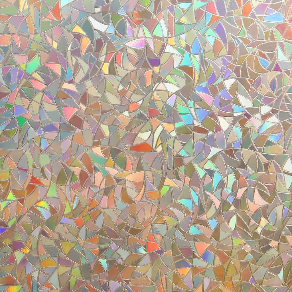 DOWELL Window Privacy Film, Rainbow Window Film, Decorative Stained Glass Clings, Static Cling Door Sticker, Non-Adhesive 3D Decals for Home UV Protection, Dark Brown, 35.4 x 78.5 inches