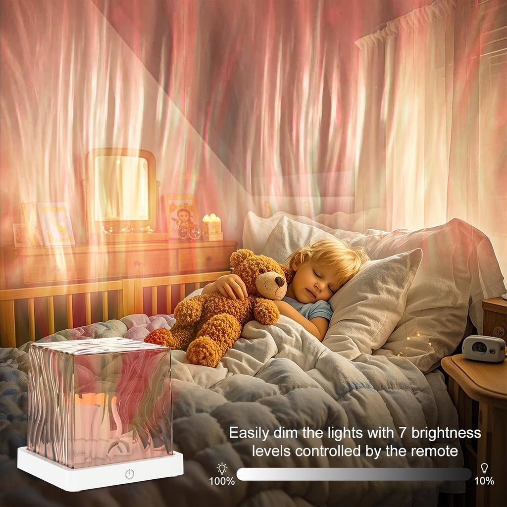 Northern Lights Projector, 16 Colors Rechargeable Aurora Light Projector & Mood Lighting Galaxy Lamp, Aurora Water Ripple Projector Light with Remote Control for Room Decorations,Cool Lights