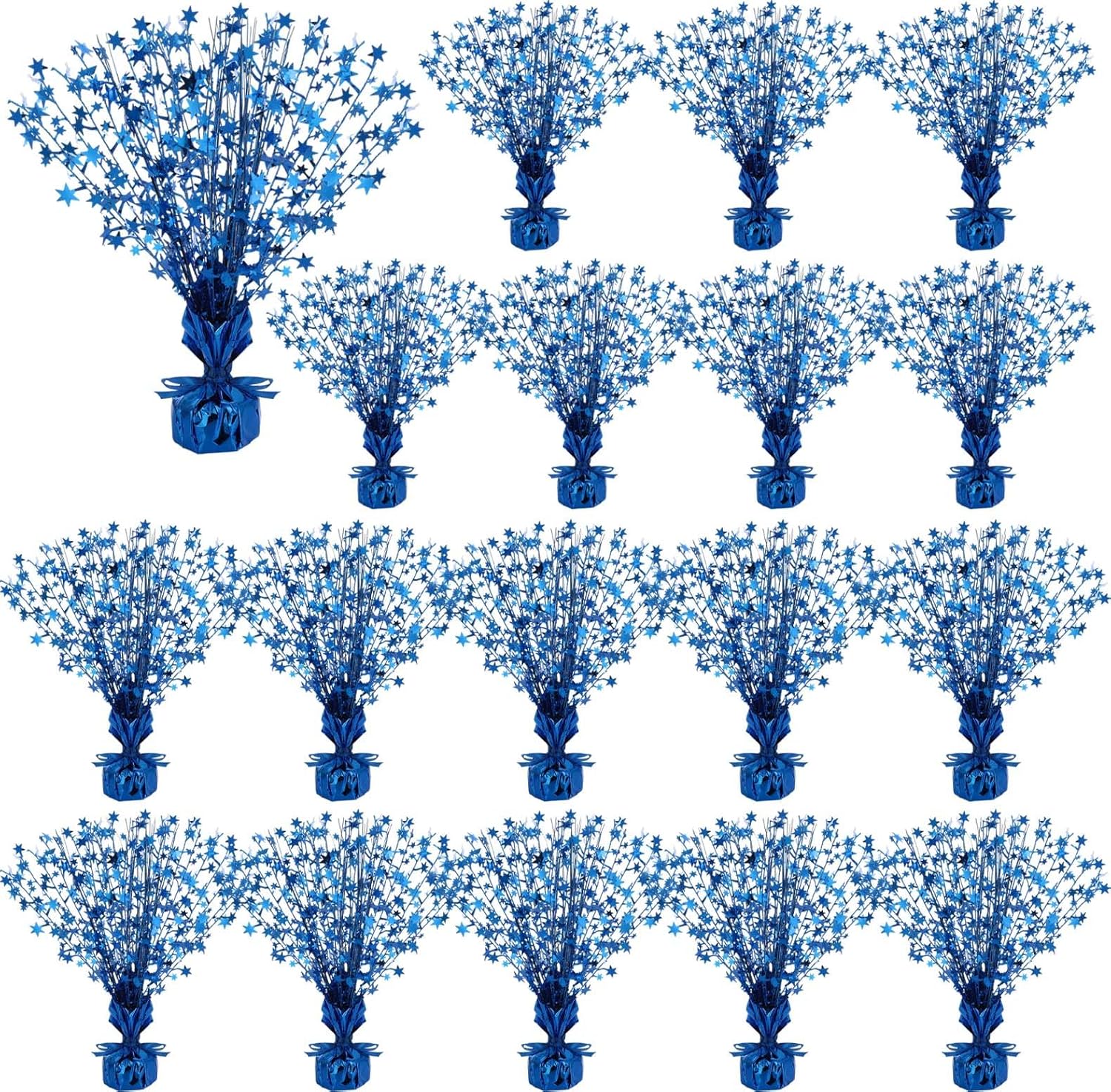 Crowye 18 Pieces Metallic Foil Spray Centerpiece Party Star Table Decoration Burst Metallic Table Centerpieces for Birthday Party Season Holiday(Blue)