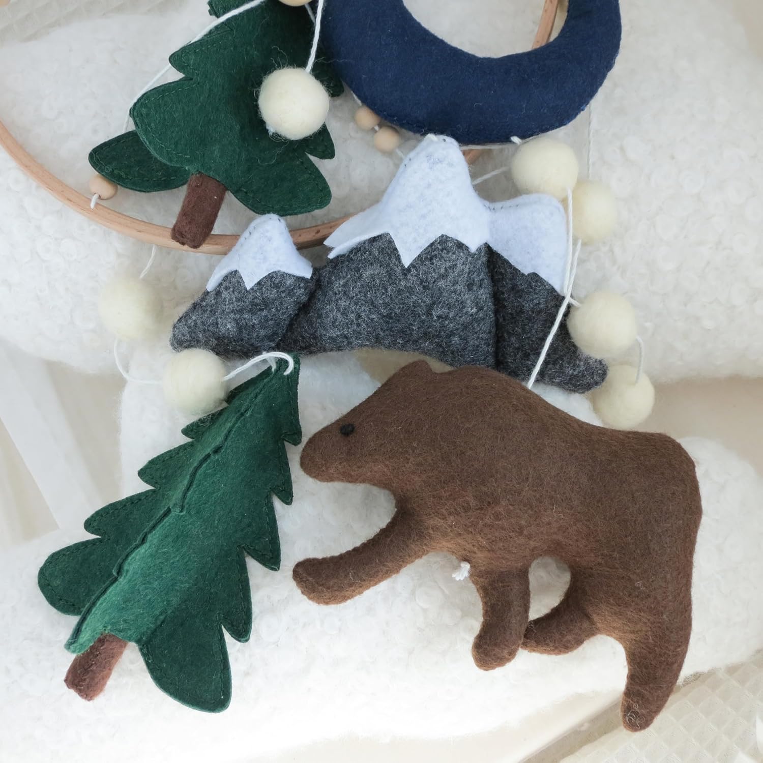 Woodland Mobile for Crib Bear Baby Mobile for Crib Woodland Crib Mobile for Boys Girls Forest Baby Nursery Mobile for Bassinet