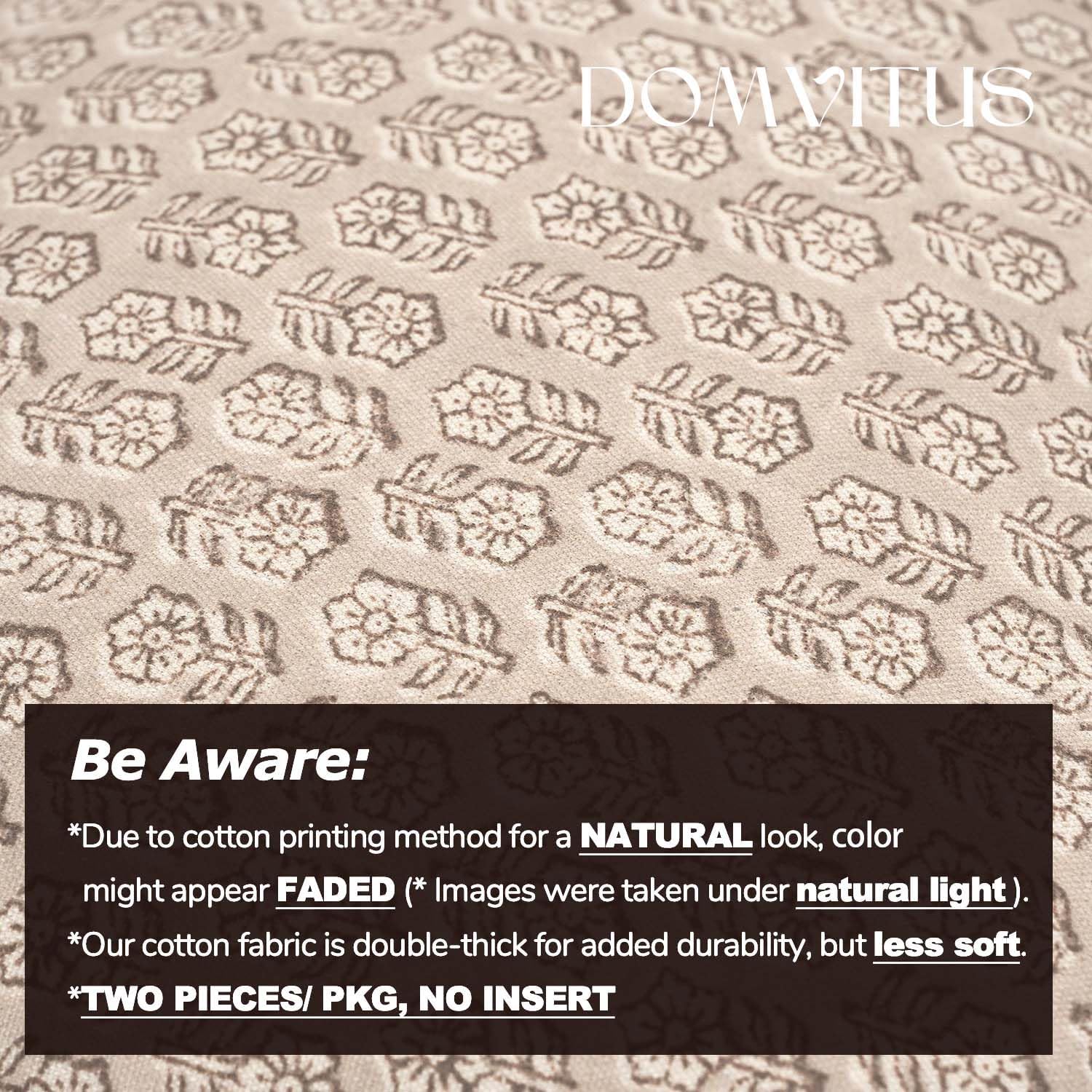 DOMVITUS Floral Pillow Covers Set of 2, Throw Pillow Covers 20x20, Floral Print Neutral Accent Decorative Pillow Covers for Living Room, Bed, Cloud Cream