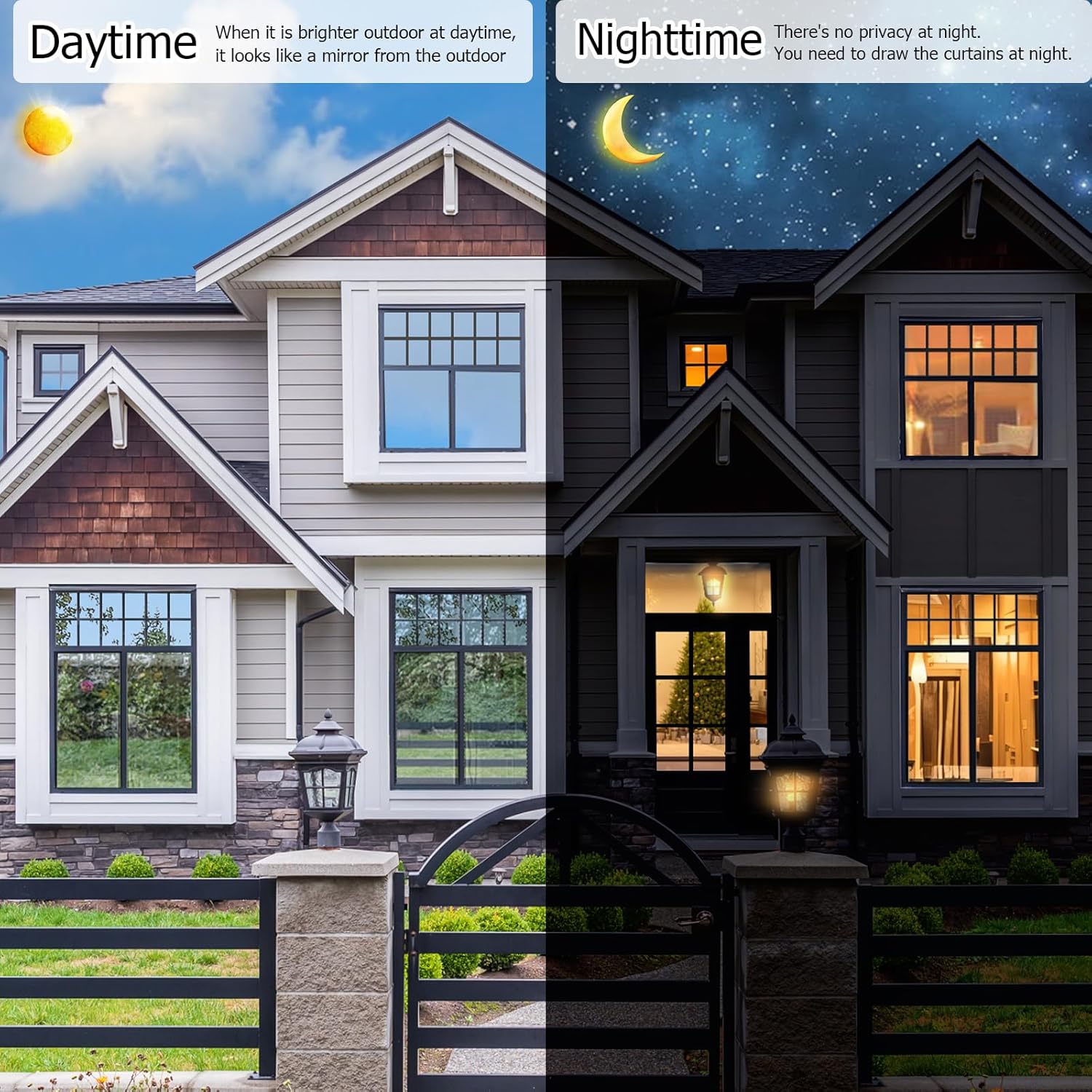 HIDBEA One Way Mirror Window Film ,Daytime Privacy Sun Blocking Reflective Window Film Static Cling Heat Control Window Tinting Film for Home and Office, Blue Silver, 35.4 x 393.7 Inch