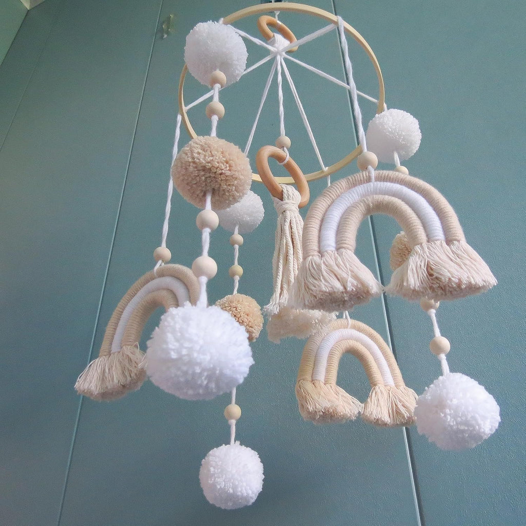 Neutral Boho Rainbow Baby Mobile for Crib Mobile Nursery DéCor